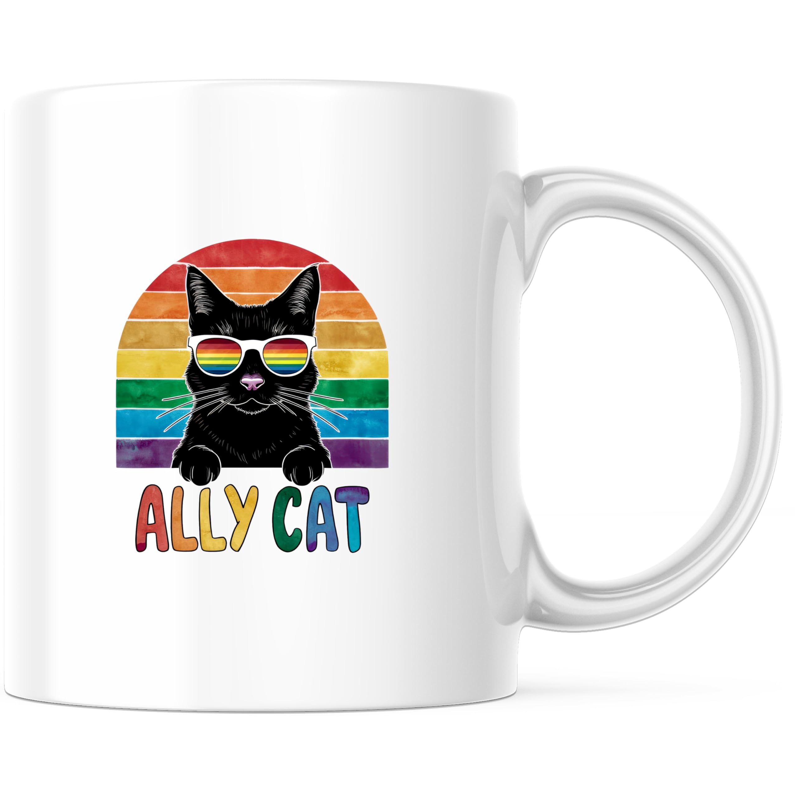 Printlabz Ally Cat Coffee Mug - Rainbow Cat with ...