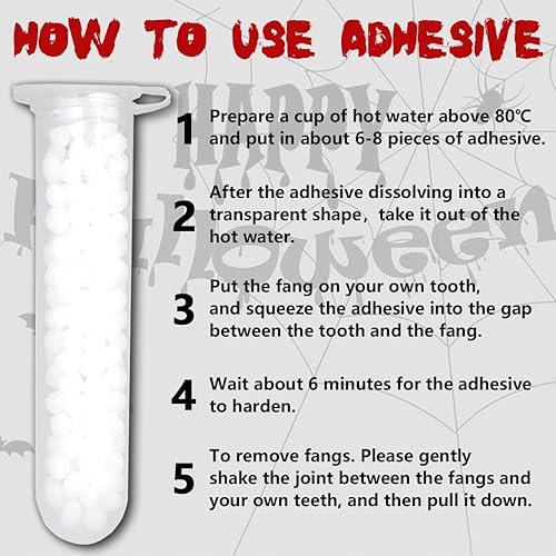 Miniatura 3 de MUCCKEN 16 Pairs Vampire Teeth with Adhesive 4 Size Vampire Fangs Halloween Decorations Halloween Party Cosplay Props 13mm15mm17mm19mm