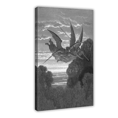 Gustave Dore - Paradise Lost 18 -Black And White Poster Print for Teen Boys Room Wall Art Canvas Painting Print 20x30inch(50x75cm) - Frame 20x30inch(50x75cm) - style-11