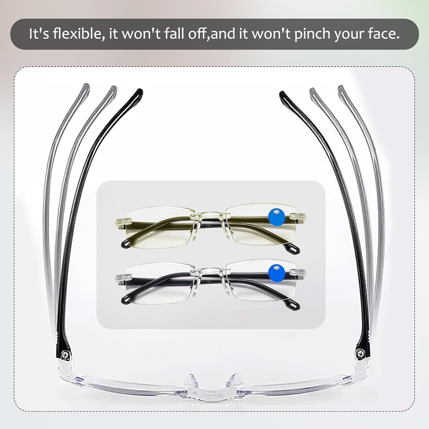 panthra 4 Presbyopic Glasses, Smart Zoom Glasses, with Box and Cloth, Smart Zoom Technology, Comfortable Nose Pads, Tough Frames, Suitable for Daily Office Study (White + Yellow) - Image 3