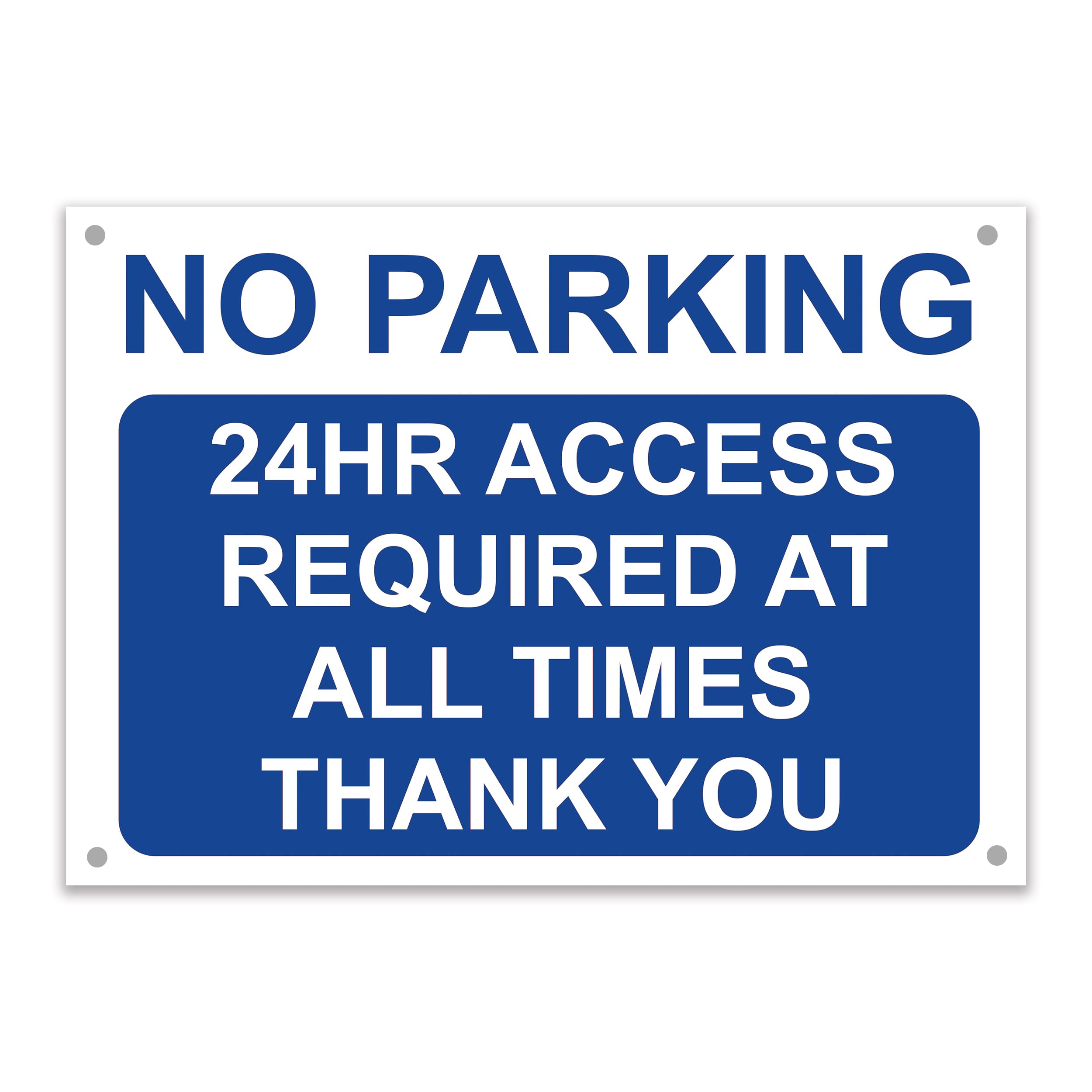 No Parking – 24hr Access Required Sign, Durable Rust-Proof Weatherproof PVC for Outdoor Use, Multiple Sizes, With or Without Pre-Drilled Holes – No. 014 (Blue, A2 – Holes) — image 1