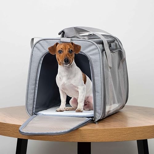Miniatura 3 de Transportador de mascotas aprobado por aerolíneas para perros pequeños y medianos (hasta 15 libras), bolsa de viaje portátil plegable para perros y