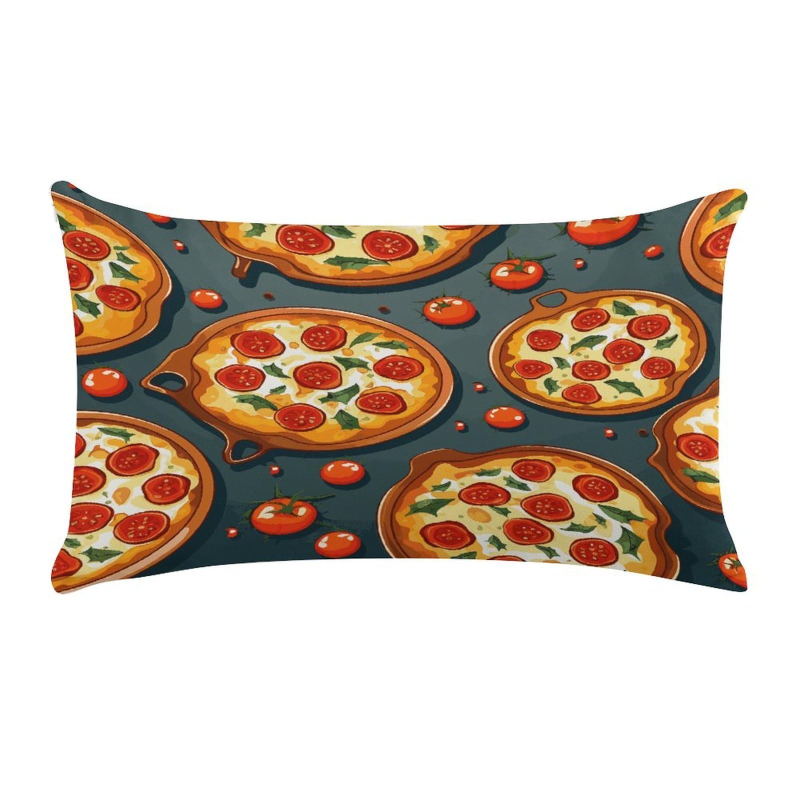 Pizza Food Pillow Case Decorative Rectangle Throw Pillow Cover Soft Plush Pillowcase Cozy Cushion Case Modern Pillow Sham Cushion Cover for Bedroom Sofa Couch 20 X 12 Inch