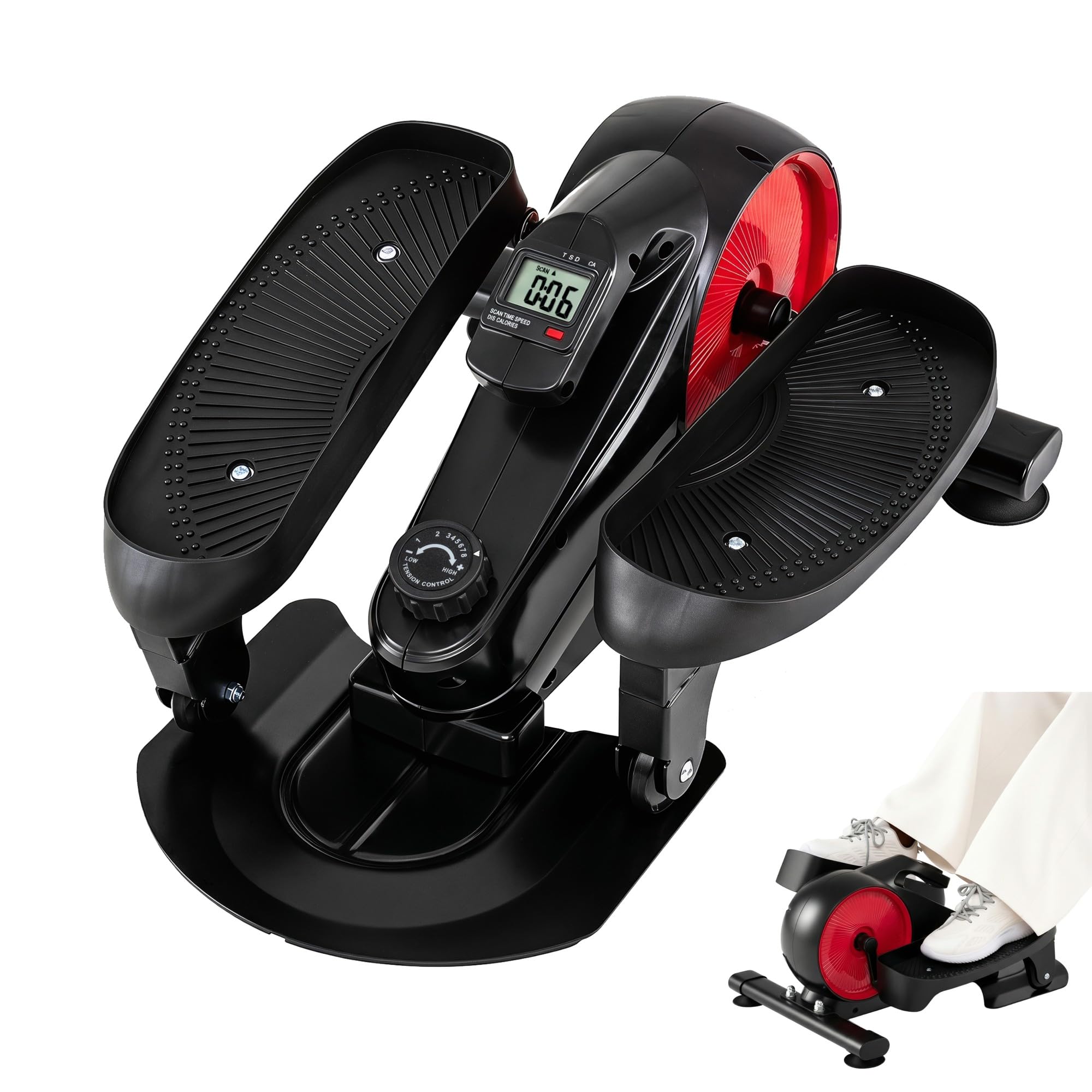 KOMFOTTEU Ellittica Elettrica 8 Velocità Basso Impatto Antiscivolo | Pedaliera Portatile con LCD Display, Pedaliera Riabilitazione per Anziani, per Casa e Ufficio