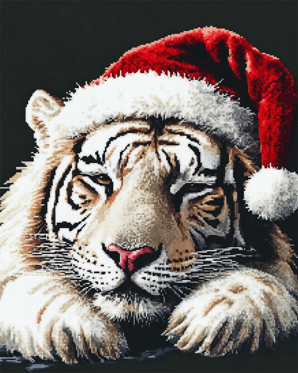 AxiangziK DIY Embroidery Kit White Tiger Portrait 11CT 80x100cm
