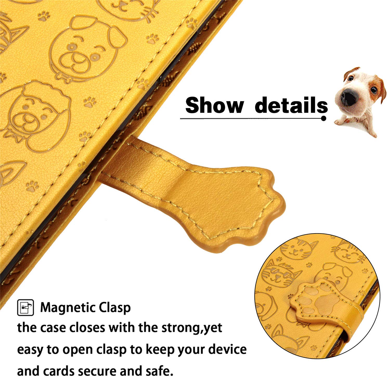 For Moto G9 Play Case, Premium Leather Magnetic Closure Flip Wallet Case With Card Holder Cash Slot Stand Function Embossed Flower Pattern Slim Shockproof Lanyard/Strap Cover,Rosegold
