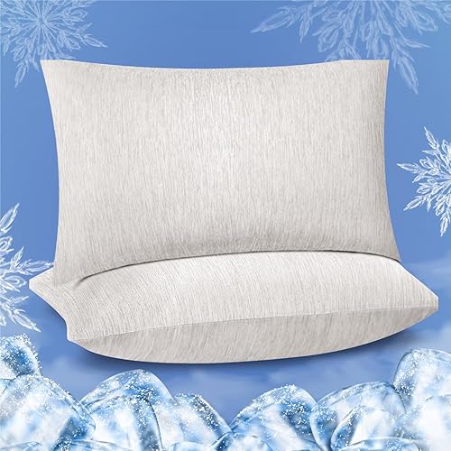 Fittia Paquete de 2 fundas de almohada refrescantes, tamaño estándar Q-Max 0.45, fundas de almohada refrescantes para sudores nocturnos y personas