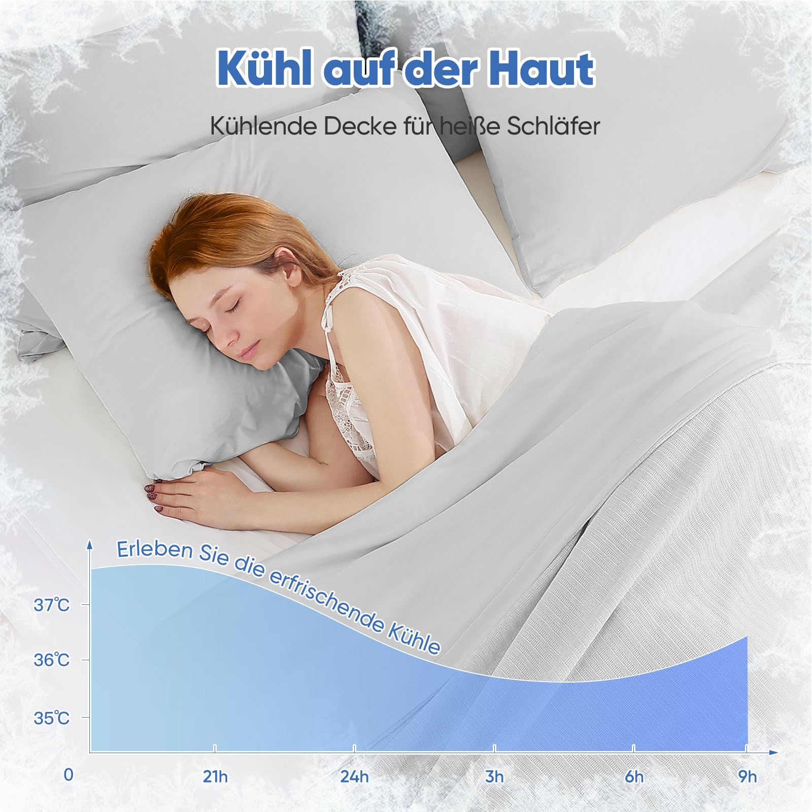 Marchpower Chenille Kühldecke 200 x 220cm, 2in1 doppelseitige Sommerdecke, Q-Max>0,5 mit Arc-Chill 3.0 Kühlfasern, mit Sofortiger Kühleffekt, Atmungsaktiv & Leicht für Sofa, Bett und Reise-Grau