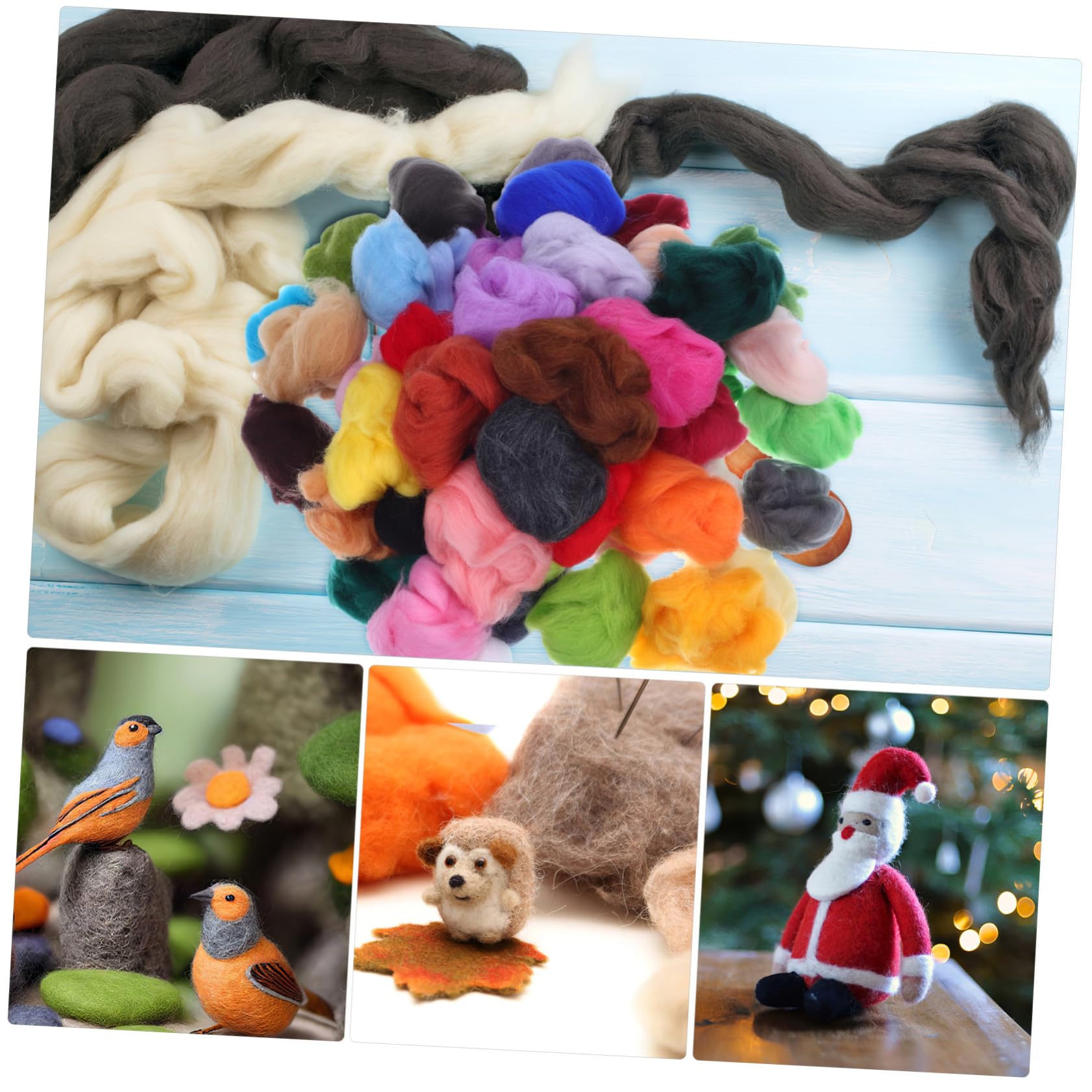 ERINGOGO DIY Needle Felting Wool Roving Pack Bulk Fiber Yarn Craft Felt for Hand Knitting Projects