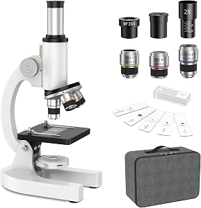 Microscope for Kids Adults Beginners: 40-2000X Compound Biology Microscope with Slide Kit and Storage Case - for Science Explore Education