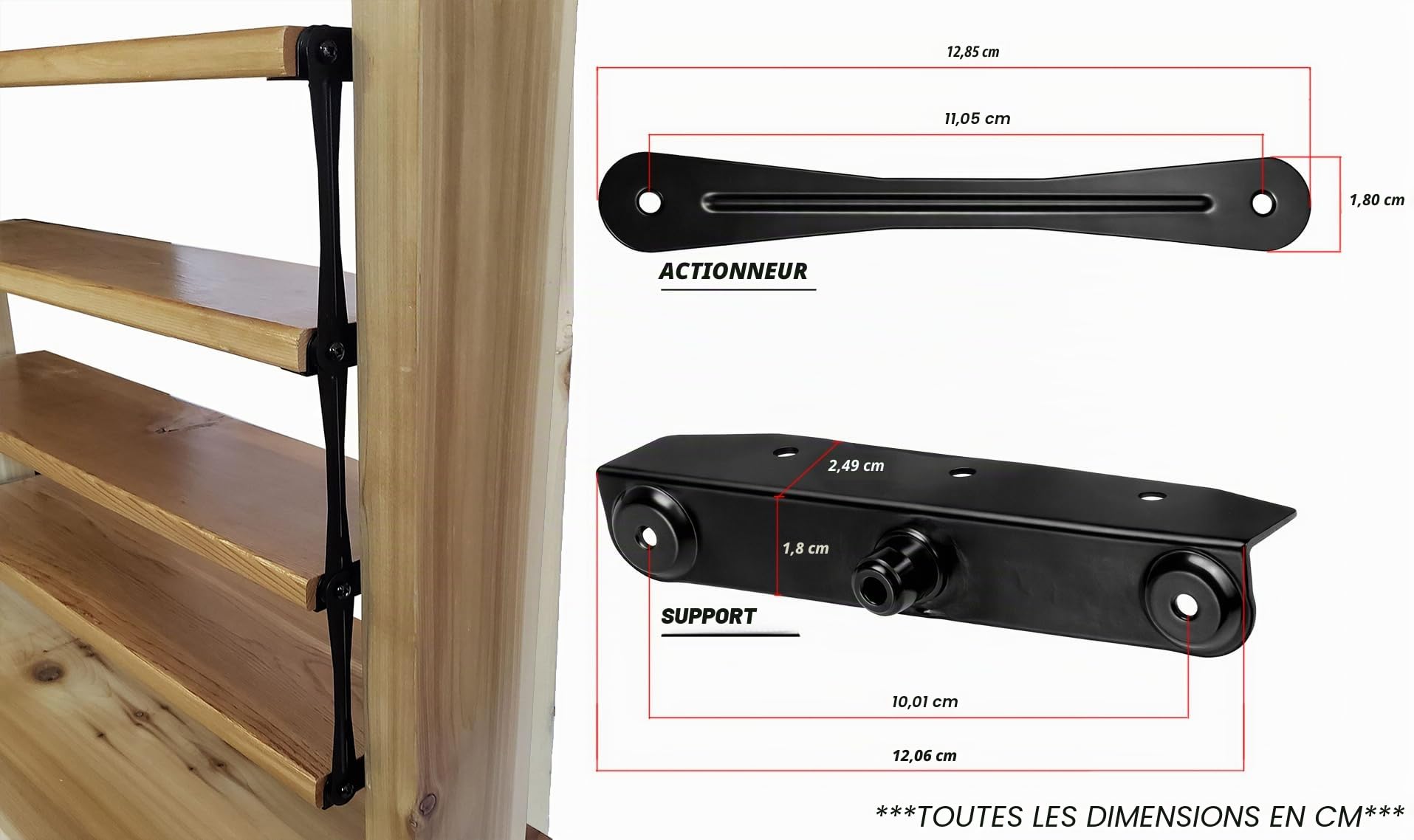 DHLH-02 Kit de quincaillerie pour Stores et Volets roulants en Acier Inoxydable avec revêtement E Noir 11 Planches