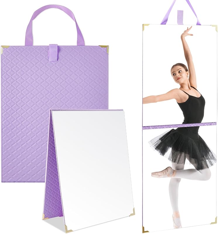 Chunful Espelho dobrável de corpo inteiro para maquiagem, roxo, 84 x 33 cm