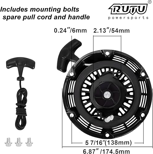 Miniatura 8 de RUTU Arranque de retroceso para Predator 212 Coleman BT200X, conjunto de arranque de tracción con núcleo de rueda de fibra de vidrio de mayor