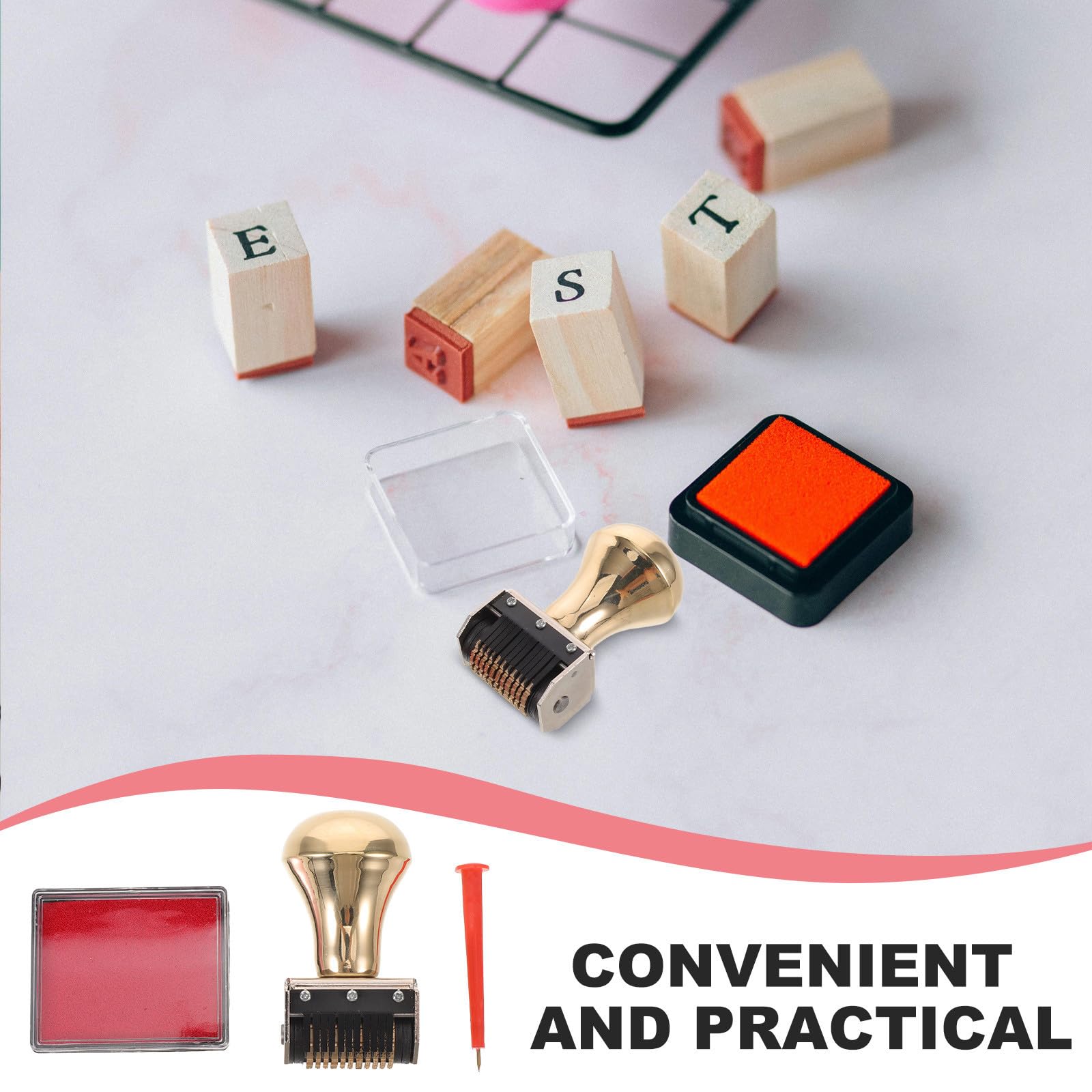 Angoily Timbro Datario Manuale Regolabile in Metallo con Rotella in Rame Timbro Numerico Giorno Mese Anno per Ufficio Planner Scrapbooking e Progetti Artigianali
