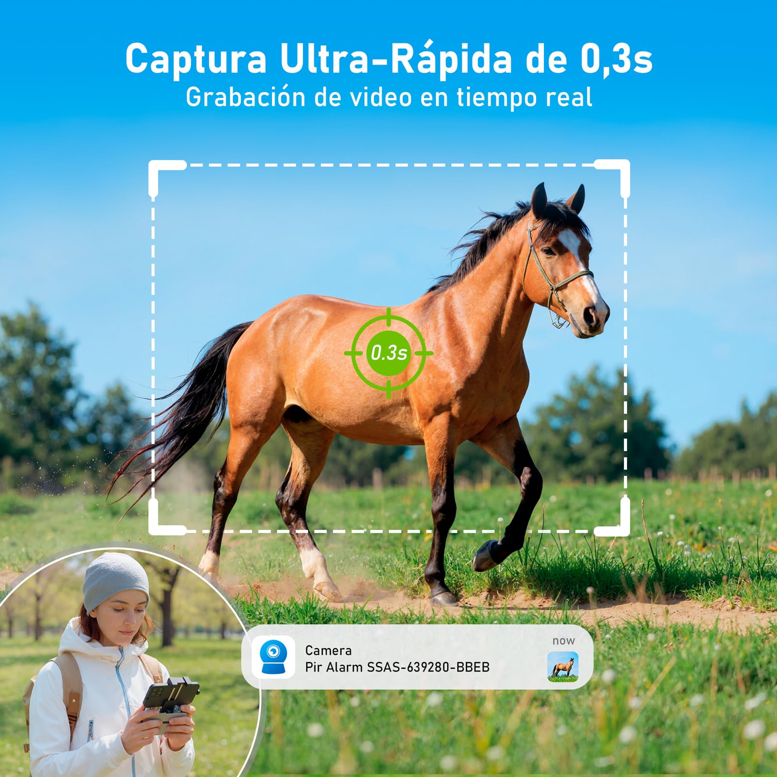 4G LTE Camara Vigilancia SIM,2K Camara Solar 4G,Videovigilancia sin Internet con Baterías de 10400mAh,Detección de Movimiento,Visión Nocturna a Color,Seguimiento Automático,Audio de Dos Vías,IP66