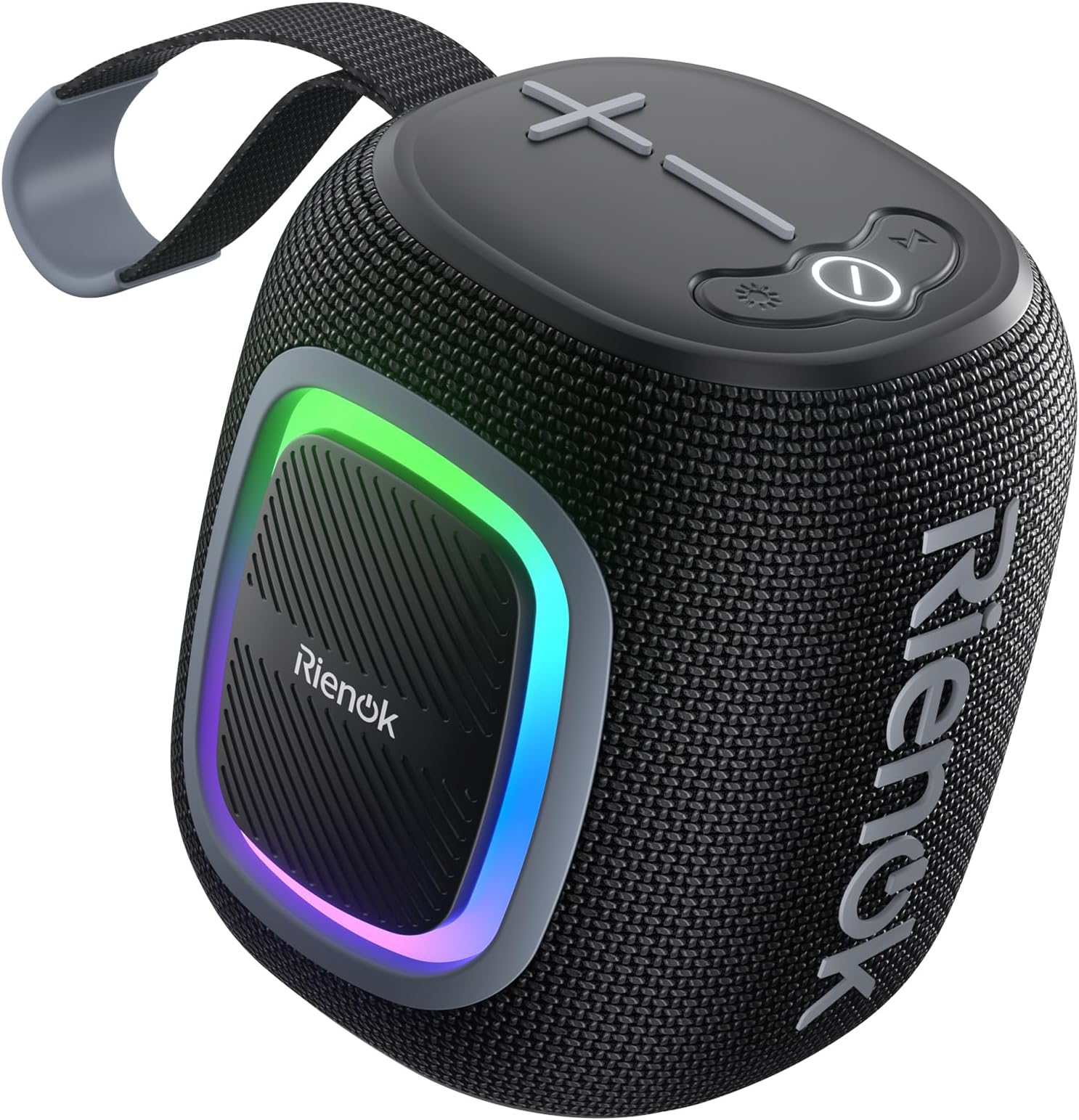 Bluetooth Speaker Small with Light FM Radio Bluetooth 5.3 Music Box Wireless Bass Box with 15 Hours Playtime Stereo Portable Waterproof TF Card USB Stick Black
