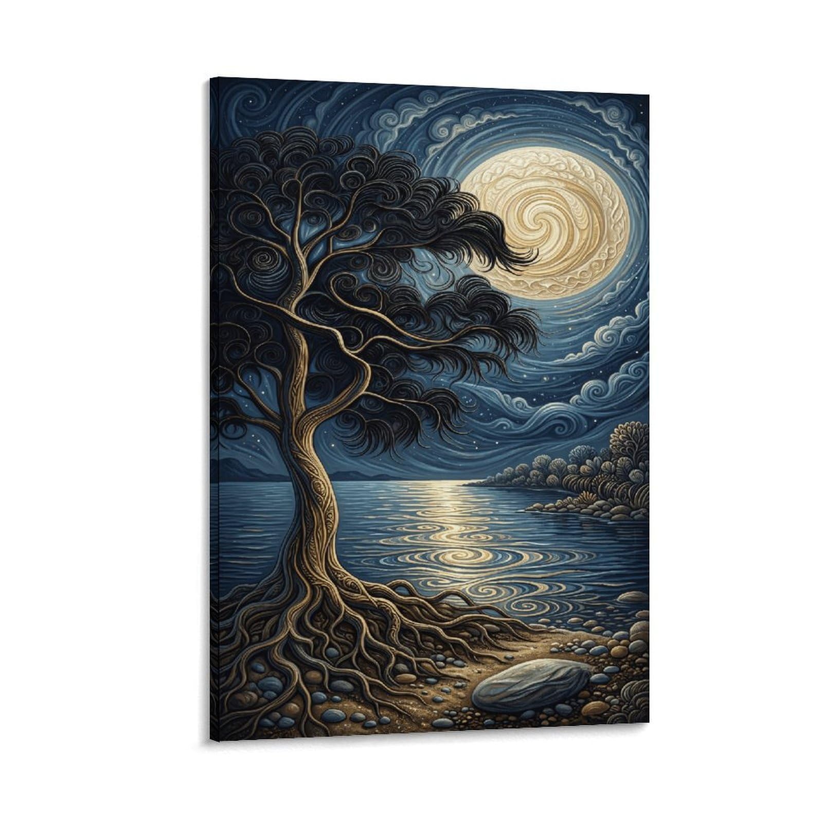 XPASHIQWC Ancient Tree Lakeside Wall Decor Poster Canvas Prints Picture Modern Canvas Wall Art Picture Wall Hanging for Living Room Bedroom Home Decorations 20x30inch(50x75cm)