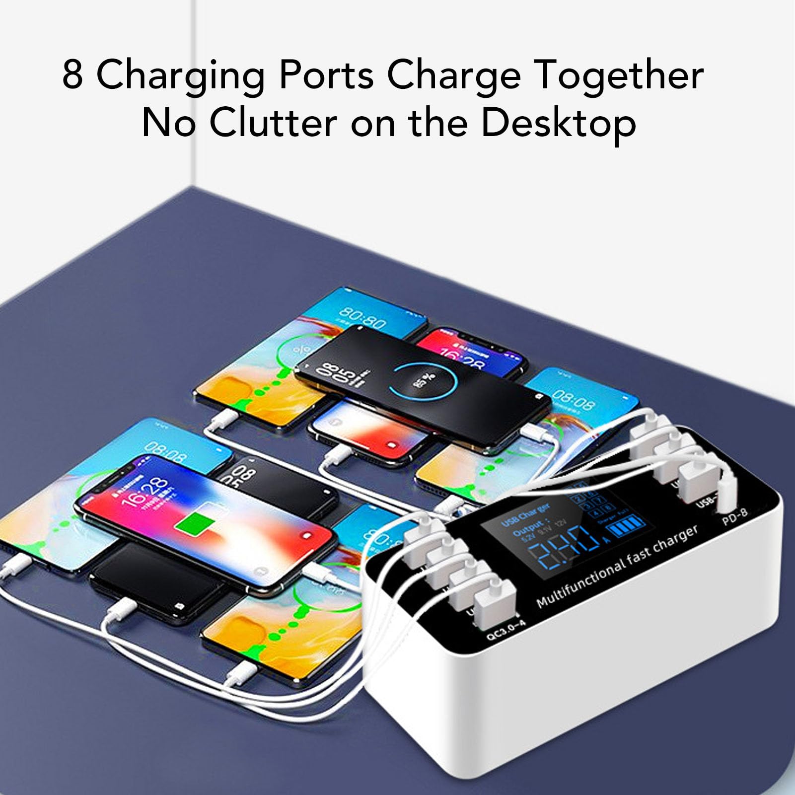 Brrnoo Hub Caricabatterie USB C da 60 W, Stazione di Ricarica Rapida Portatile con di Protezione Multipla per Laptop e Ufficio Domestico (Spina europea)