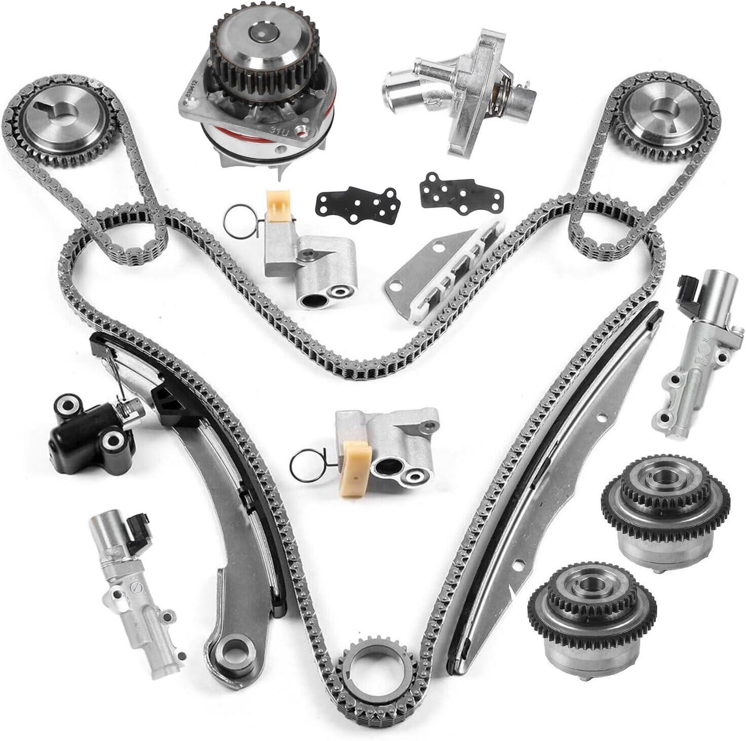 VQ40DE Engine Timing Chain Water Pump Kit/VVT Sprockets Fits for Nissan Frontier 05-15/ NV1500 NV2500 NV3500 12-15/ Pathfinder 06-12/ Xterra 05-13 4.0L V6 DOHC OE VQ40DE Engine