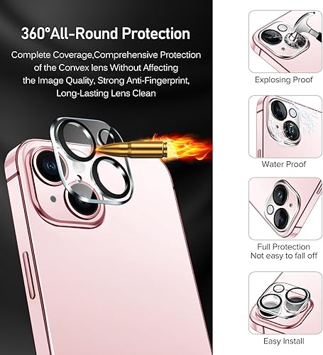 Miniatura 4 de ivoler Paquete de 3+3 protectores de pantalla de vidrio templado para iPhone 15 de 6.1 pulgadas paquete de 3 con protector de lente de cámara con