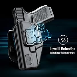OWB Holster for Glock 19 19X 23 32 45 (Gen 3-5), Left-HandedLevel II RetentionIndex Finger Release360 Adjustable Paddle Carry