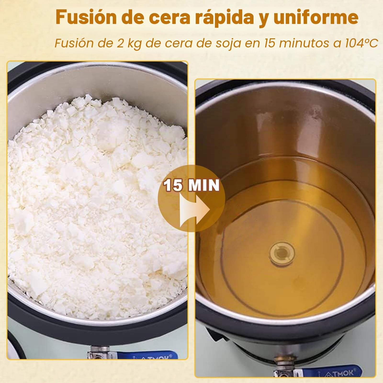 BAKENLON Derretidor de cera eléctrico, olla de cera de 8 l, para hacer velas, kit de fabricación de velas, olla de cera de acero inoxidable 304 con tapa y regulador de temperatura, ajustable de 30 a