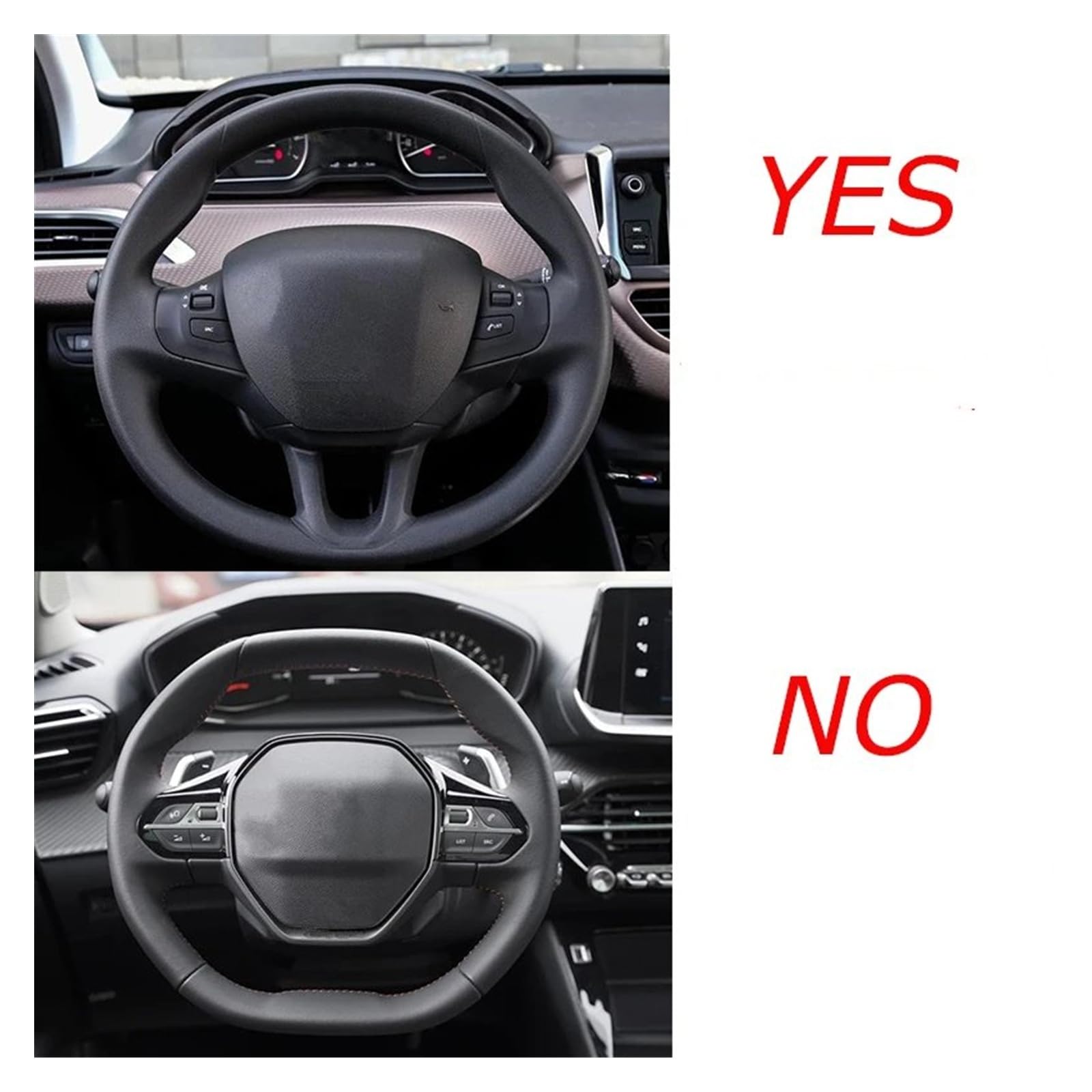 Copri Volante per Auto Per Peugeot 208 2012~2018 Per Peugeot 308 2014~2021 2008 2013~2018 Coprivolante Per Auto In Fibra Di Carbonio E Pelle Copri Volante(Nero)