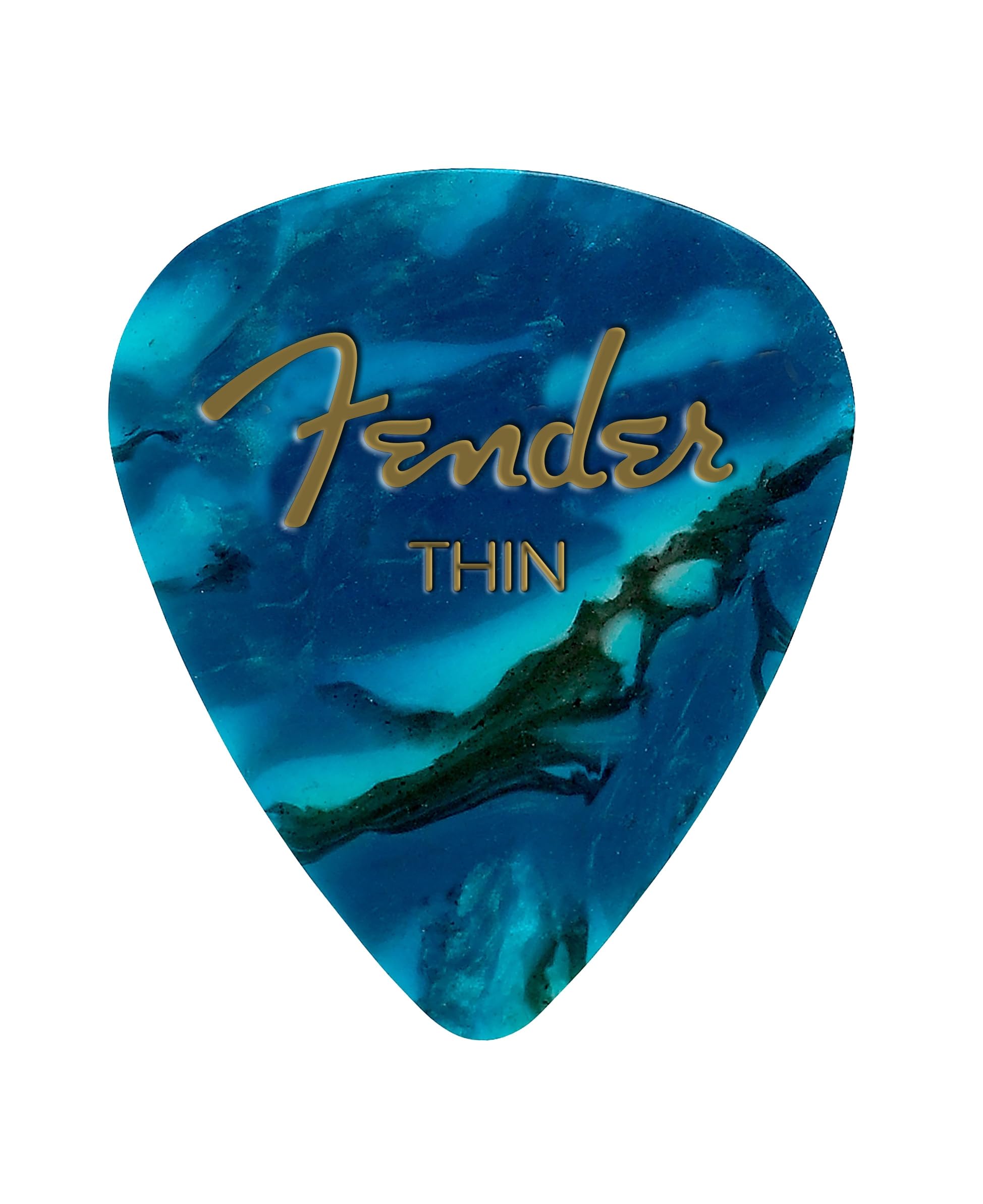 Fender Pearl Celluloid Picks, 351, Ocean Turquoise Moto, Thin, 12-Pack