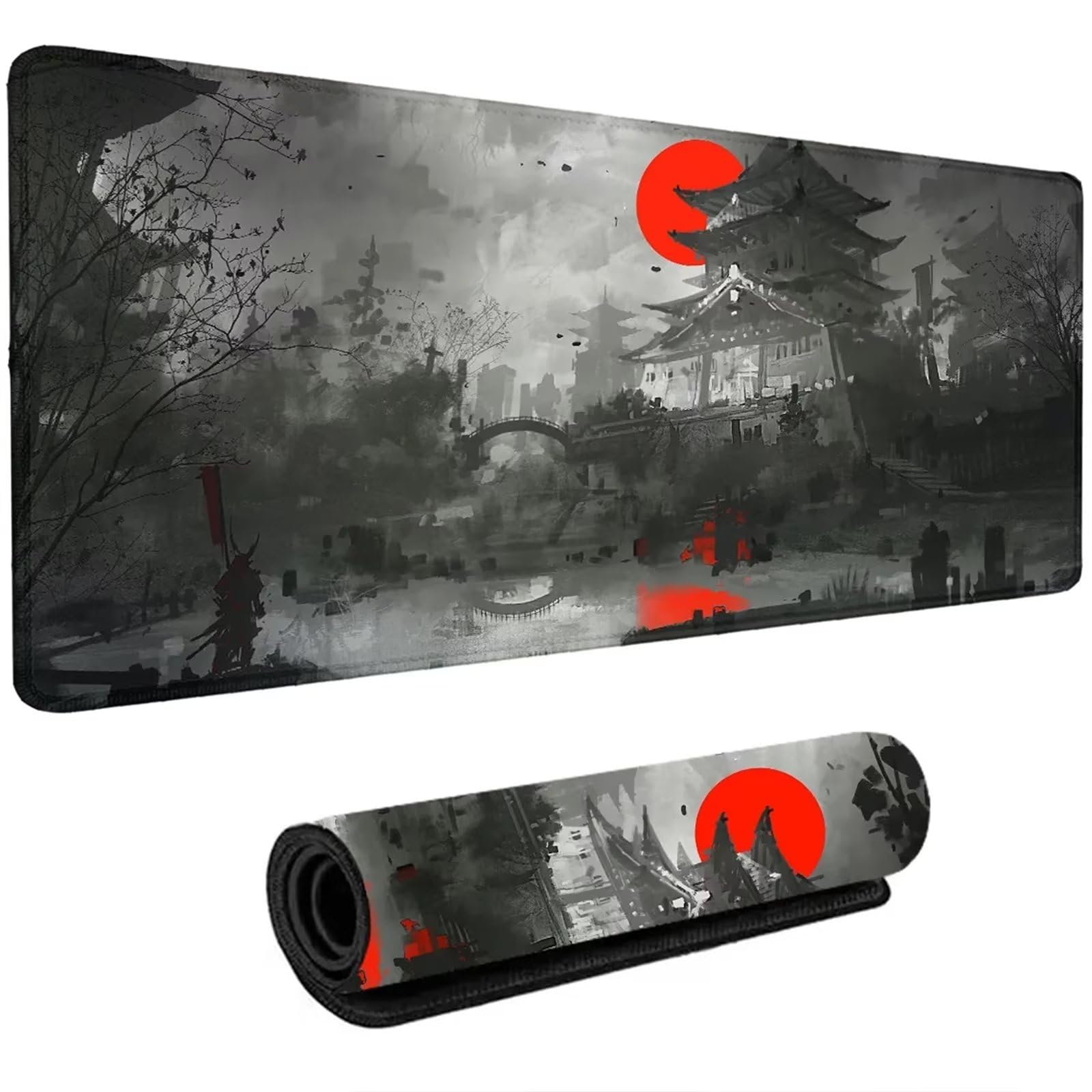 Tapis de Souris XXL (1200x600mm) Grand Tapis de Souris Peinture À L'Encre Paysage Tapis de Souris Antidérapant avec Surface Spéciale Améliore la Précision et la Vitesse pour Gamer,Ordinateur,PC