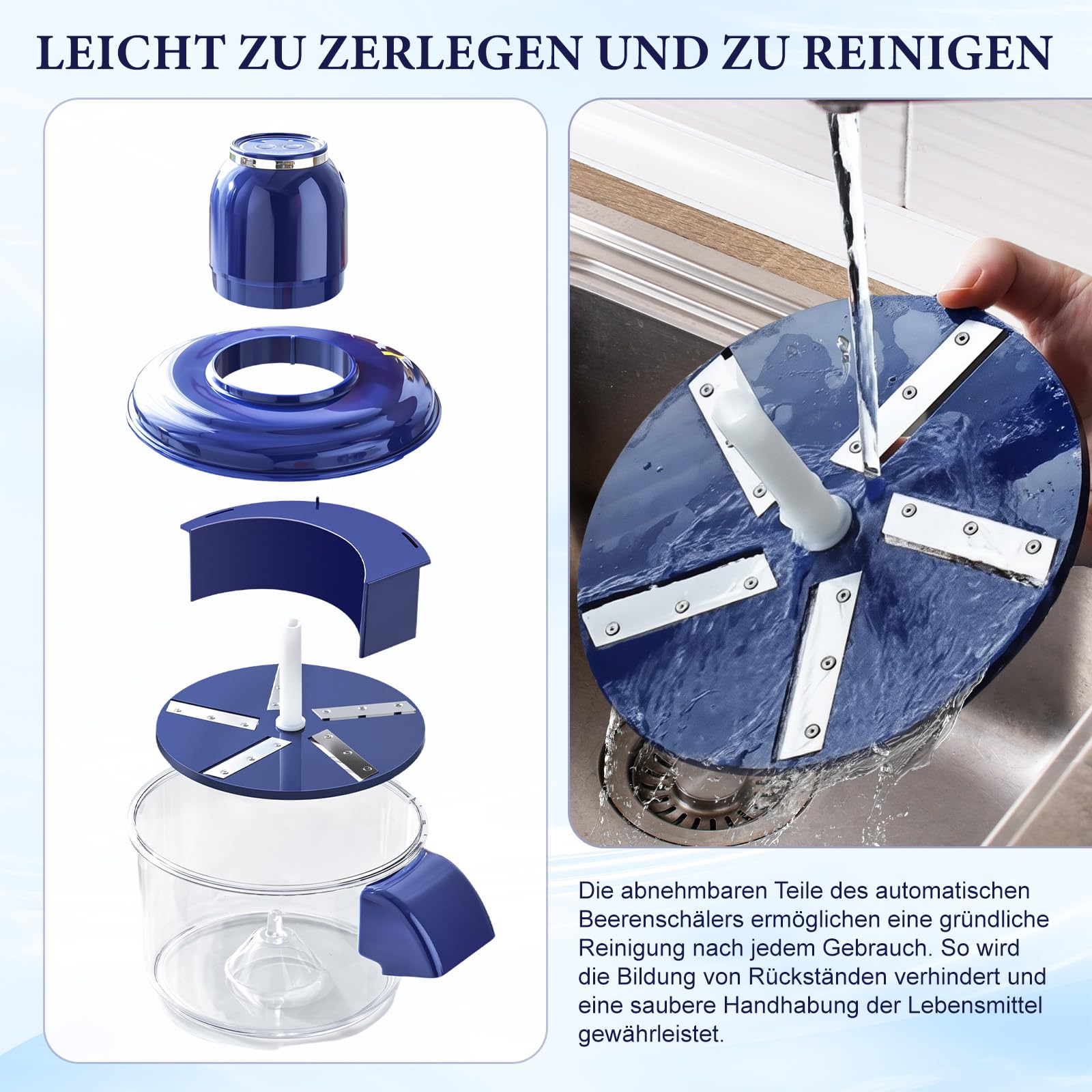 Sharplace Sparschäler Automatischer für Obst & Gemüse, Elektrischer Gemüseschäler, USB Recahrgeable Schälmaschine mit Scharfer Klinge Universal für Zuhause & Picknick, Trauben, Kirschen, Tomaten, Blau