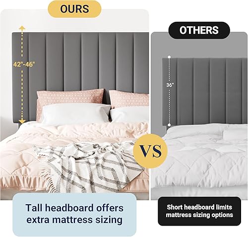 Miniatura 7 de Allewie Base de cama de almacenamiento tamaño Queen, cabecera ajustable capitoné de canal vertical, plataforma tapizada de terciopelo con 4 cajones