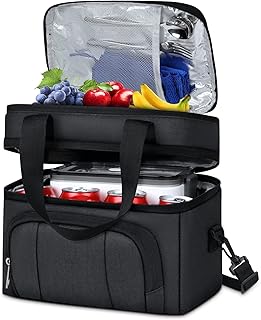 Insulated Lunch Bag Portable Lunch Box for Men Women Leakproof Cooler Bag for Work Office Camping Picnic (Black)