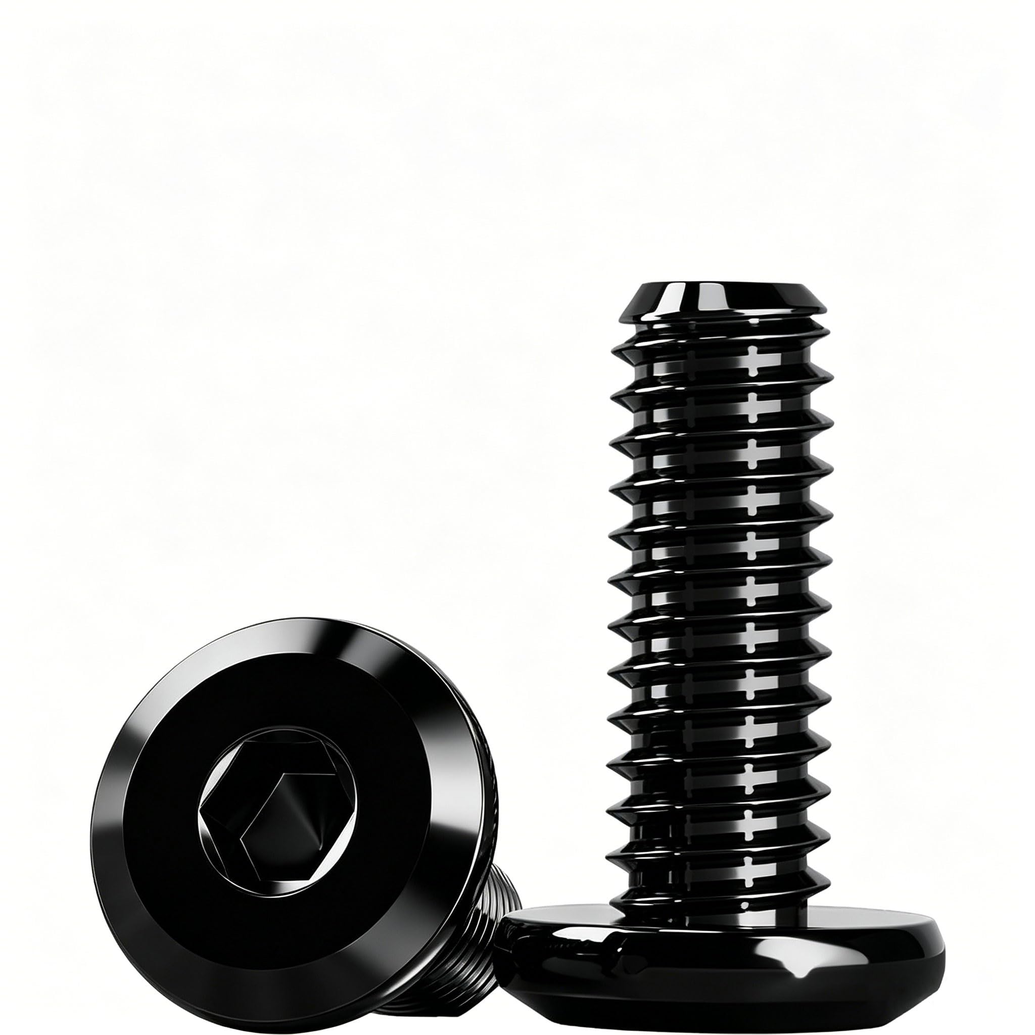 Humyu 20Pcs M6 Furniture Bolts Black, M6 x 12mm Flat Head Hex Socket Cap Screws Bolts, 304 Stainless Steel Bolts Fully Thread Machine Screws for Repair Industrial Electronic
