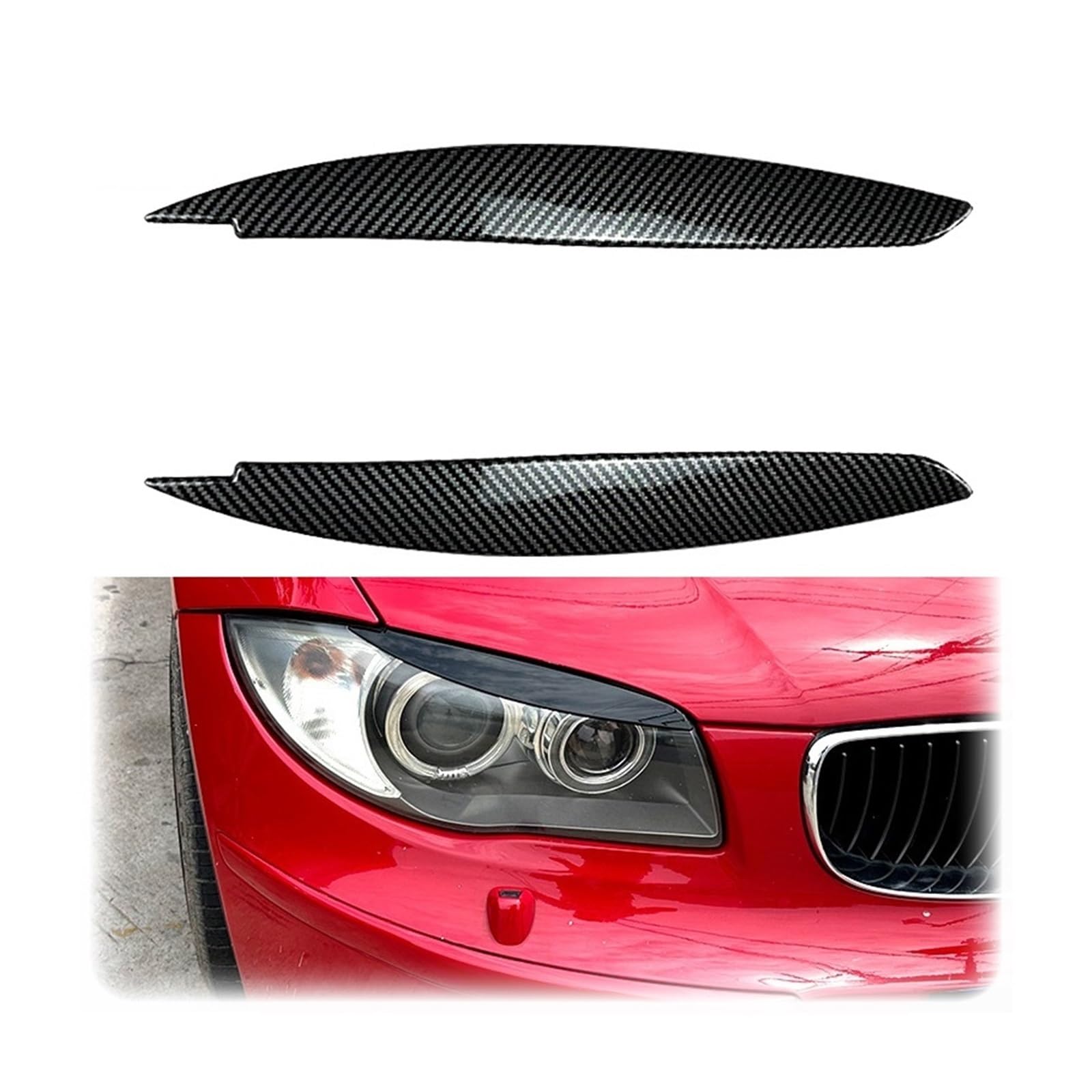 Frontscheinwerfer-Augenbrauenaufkleber for BMW 1er-Serie E81 E82 E87 E88 2004 bis 2014, glänzend schwarze Augenlidabdeckung, ABS Autoscheinwerfer-Augenbraue(Gloss Black)