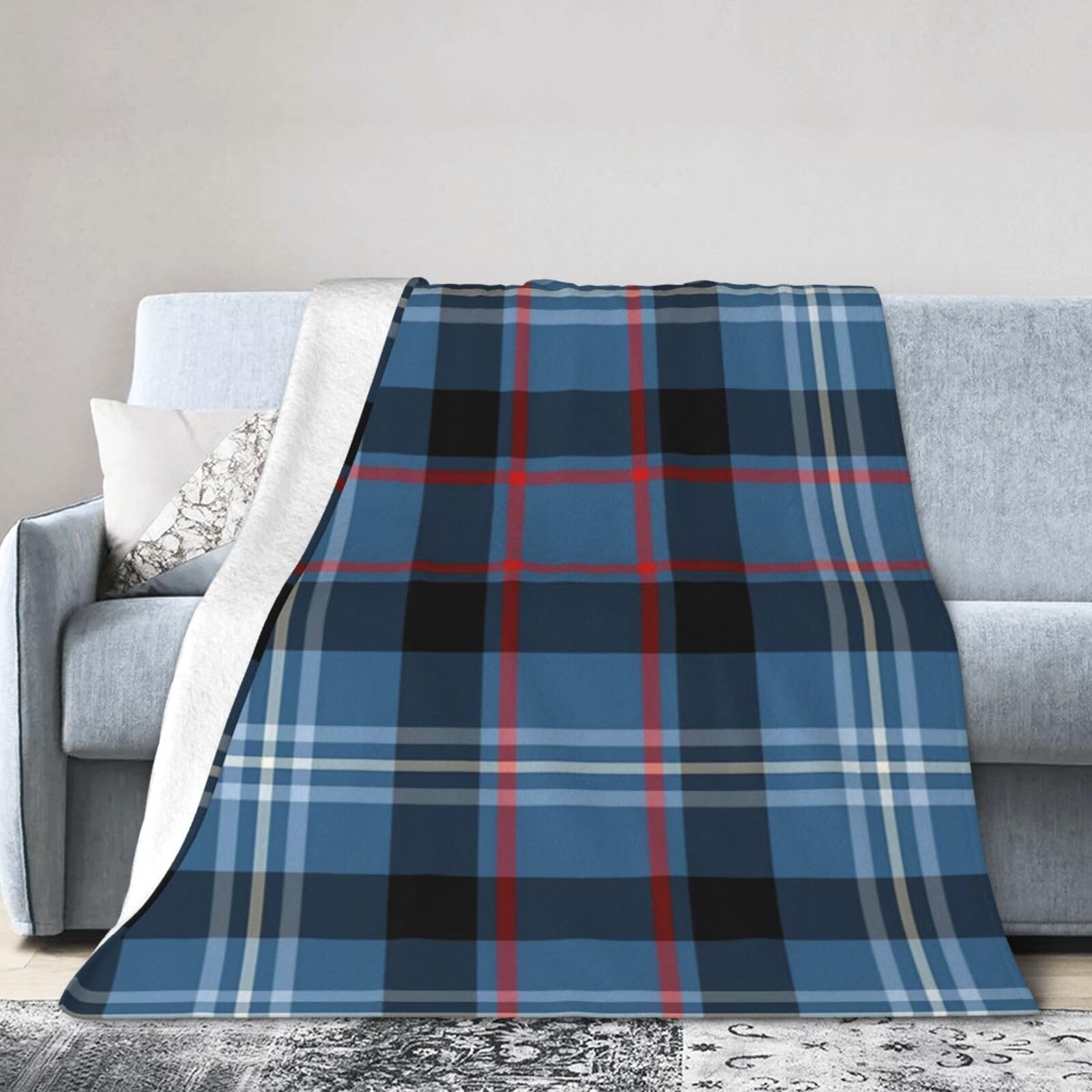 ERTDFXCV Fitzgerald Tartan Pattern Blue Irish Plaid Blanket 50"x40"
