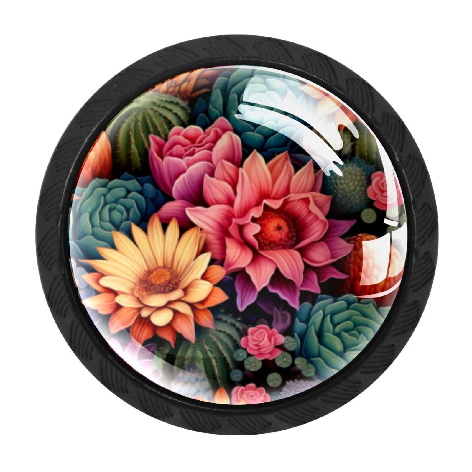 CHENZZZZ 4 Pieces Cactus Drawer Knobs, 35mm Black Cabinet Knobs, Drawer Pulls and Knobs, Dresser Drawer Knobs, Cabinet Hardware Kitchen Cabinet Knobs