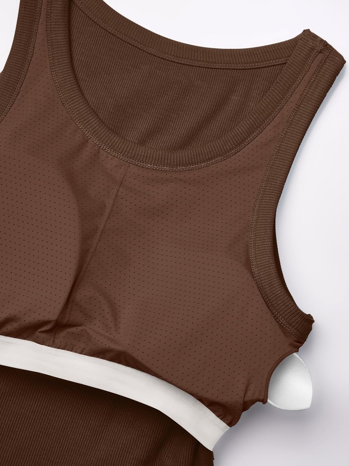 Tank Top for Women Built in Bra High Neck Ribbed Basics Tops Racerback Fitted Bra Tanks - Image 5