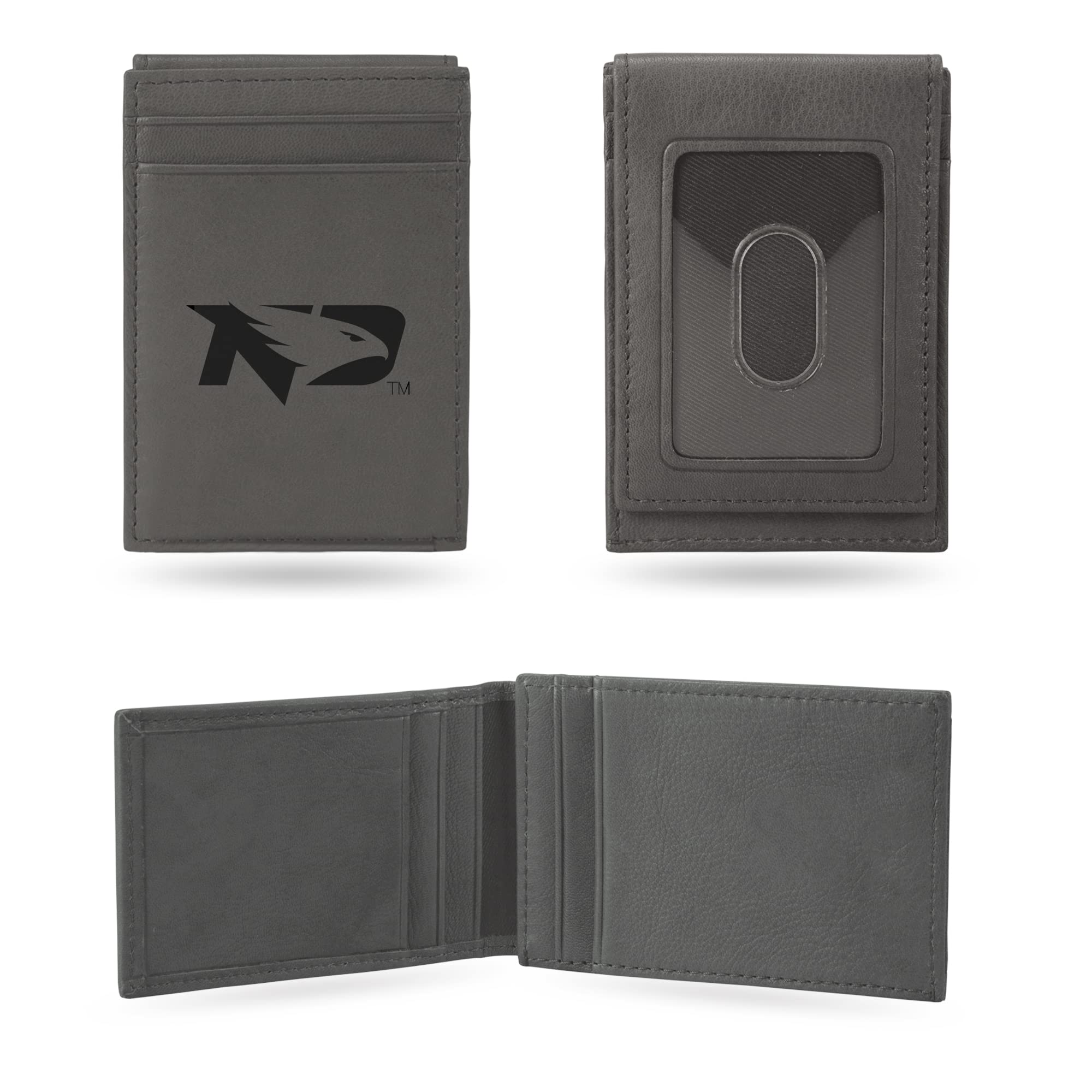 Rico Industries NCAA Gray Laser Engraved Front Pocket Wallet - Compact/Comfortable/Slim