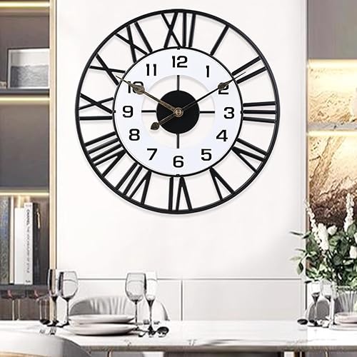 Miniatura 15 de Relojes de pared decorativos de metal de 16 pulgadas, silencioso y sin tictac, funciona con pilas, reloj de pared grande para sala de estar, cocina