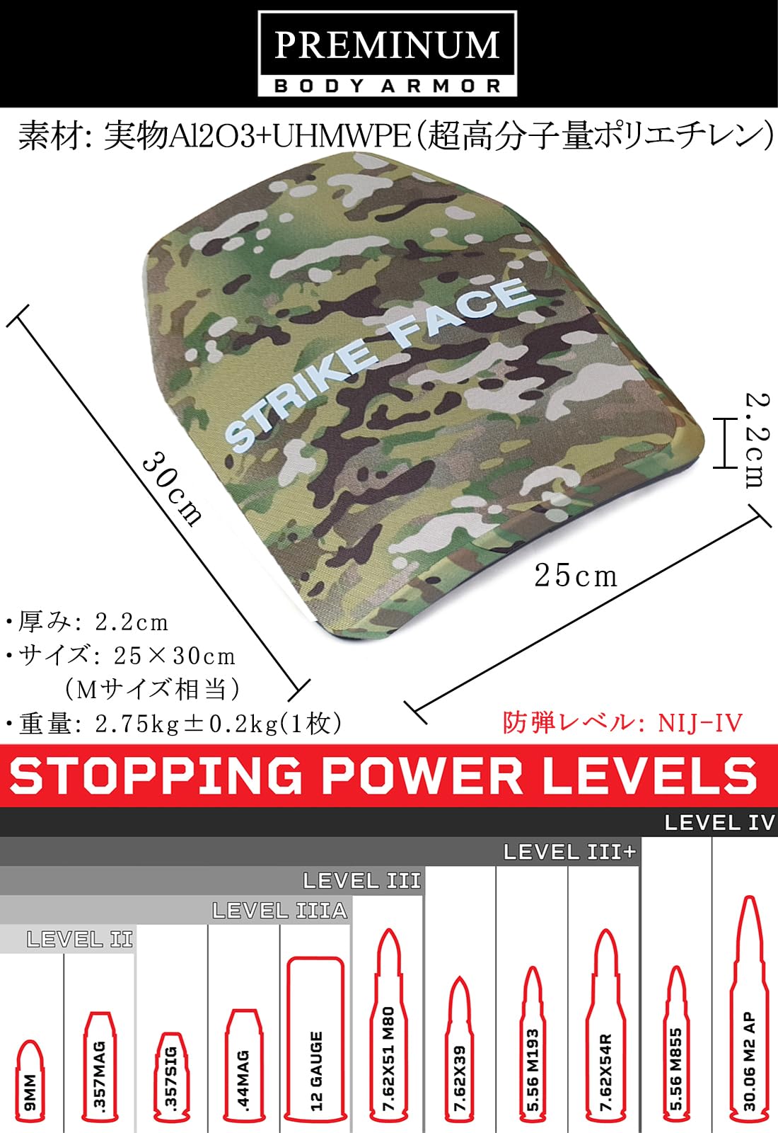 Amazon | [CATNOINU] 防弾プレート NIJ IV 実物 Al2O3+PE素材 mサイズ