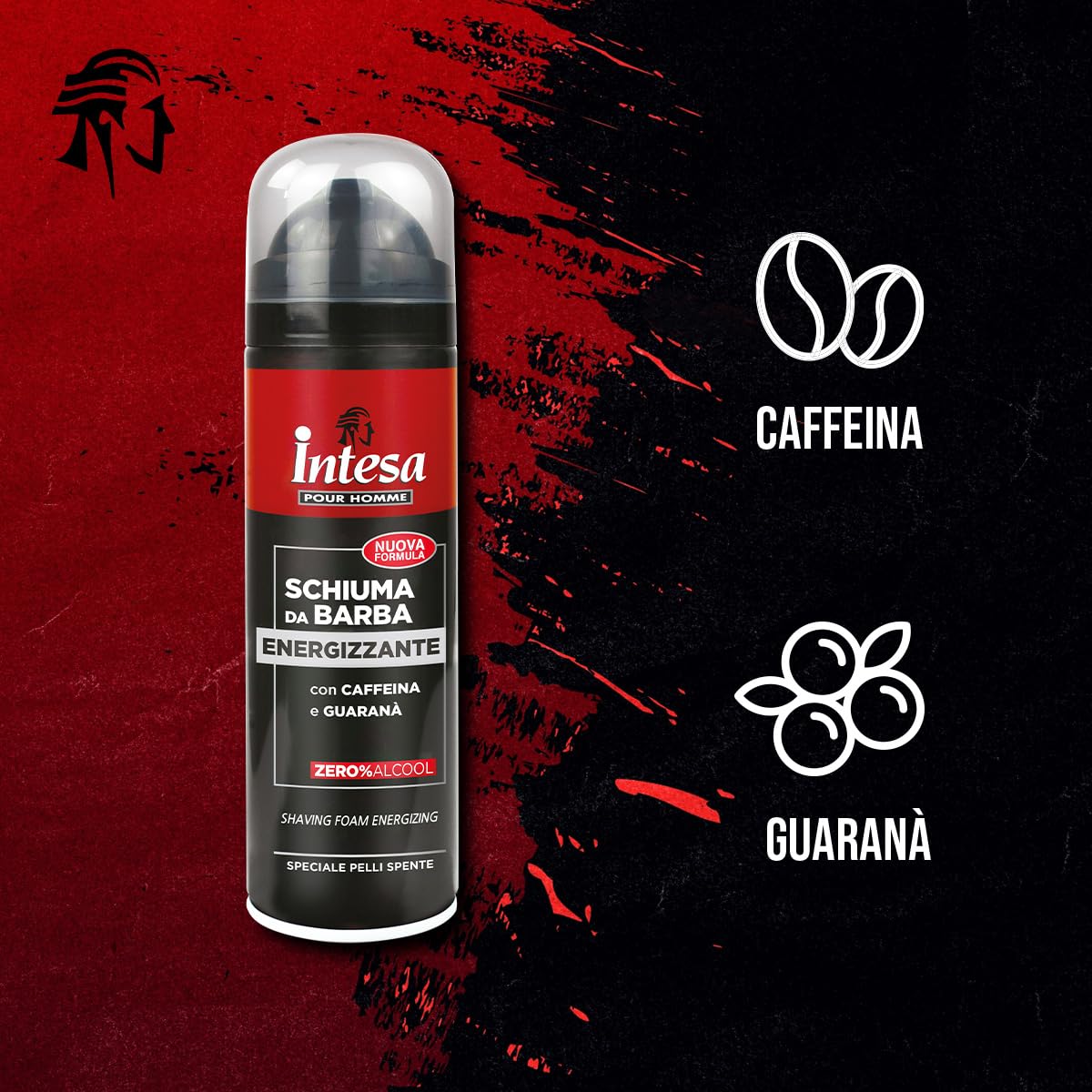 INTESA POUR HOMME | Schiuma da Barba, Energy Power, con Caffeina e Guaranà, 300 ml