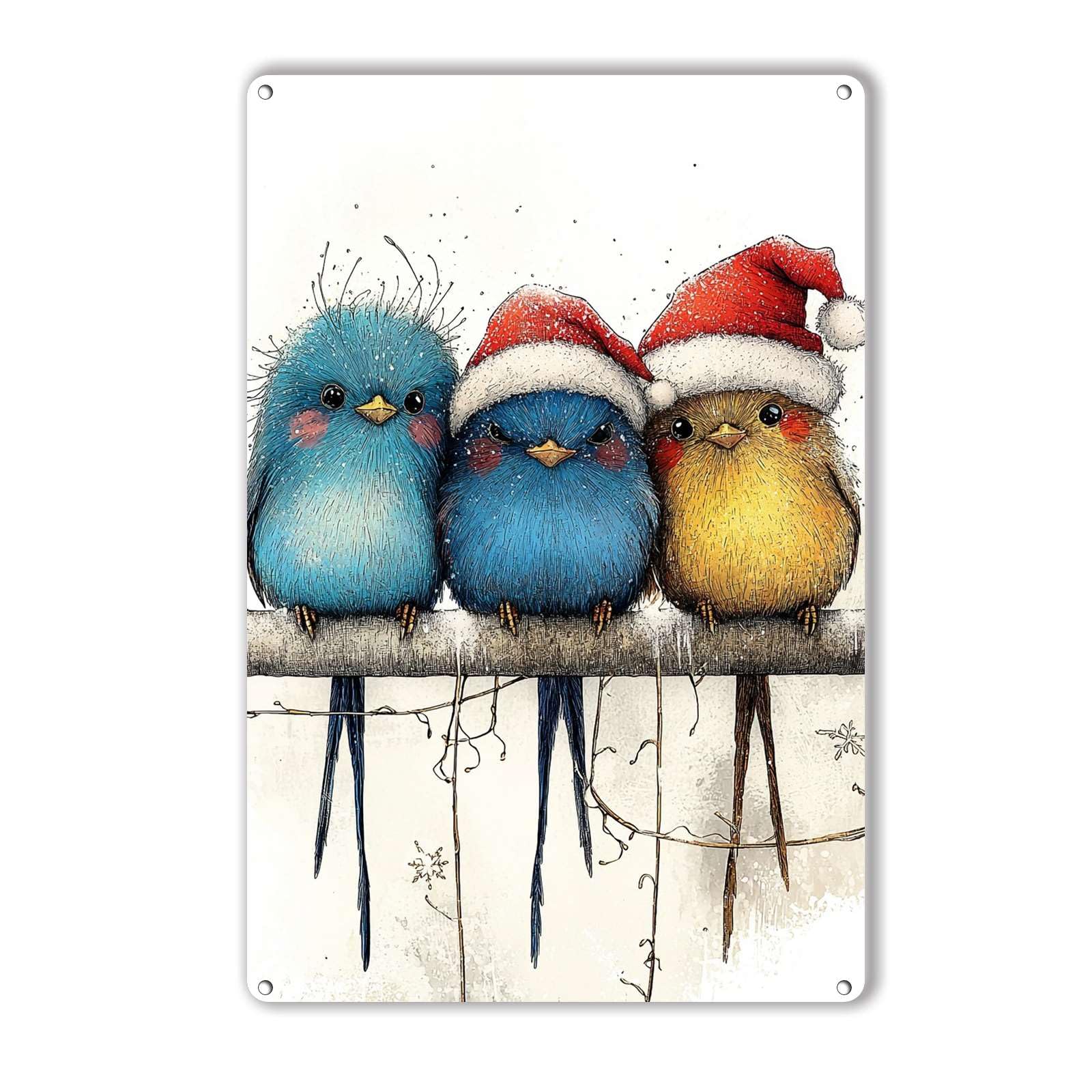 Anceky Christmas-Bird Signs Retro Metal Tin Sign Vintage Wall Decor for Outdoor Gate Window Backyard Home 12×8 Inch