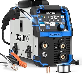 AZZUNO MIG Welder 135Amp 110V, 3 in 1 Gasless Flux Core MIG Welder/Lift TIG/Stick Welding Machine, Wire Feed Welder with Synergic Control