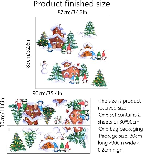 Miniatura 6 de 2 hojas de calcomanías de pared de árbol de Navidad, calcomanías de pared de vinilo de Navidad, calcomanías de arte de pared extraíbles para pared,