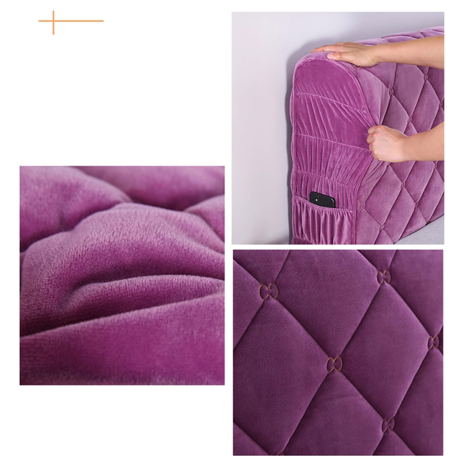 YUEZHONG Copri Testiera Ispessita, Copri Testiera Trapuntata In Velluto For Letto Matrimoniale, Copri Testiera Lavabile For Arredamento Camera Da Letto(Purple,200cm/79in)