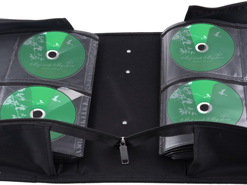 Fasmov Polyester 400 Disc CD/DVD Binder DVD Wallet Case, Black