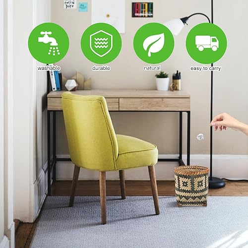 Miniatura 7 de Wakauto Cesta de almacenamiento tejida, papelera decorativa creativa, para uso doméstico, diseño compacto, patrón aleatorio, 1 unidad