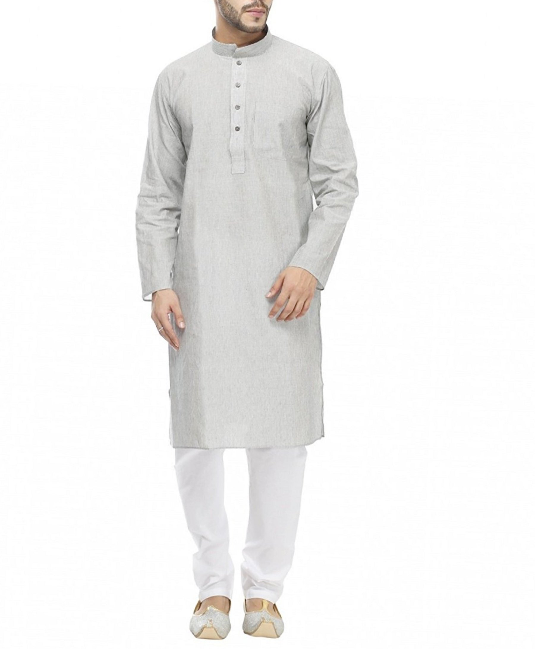 royal kurta Men's Grey Linen Kurta Pyjama Set-picture-36