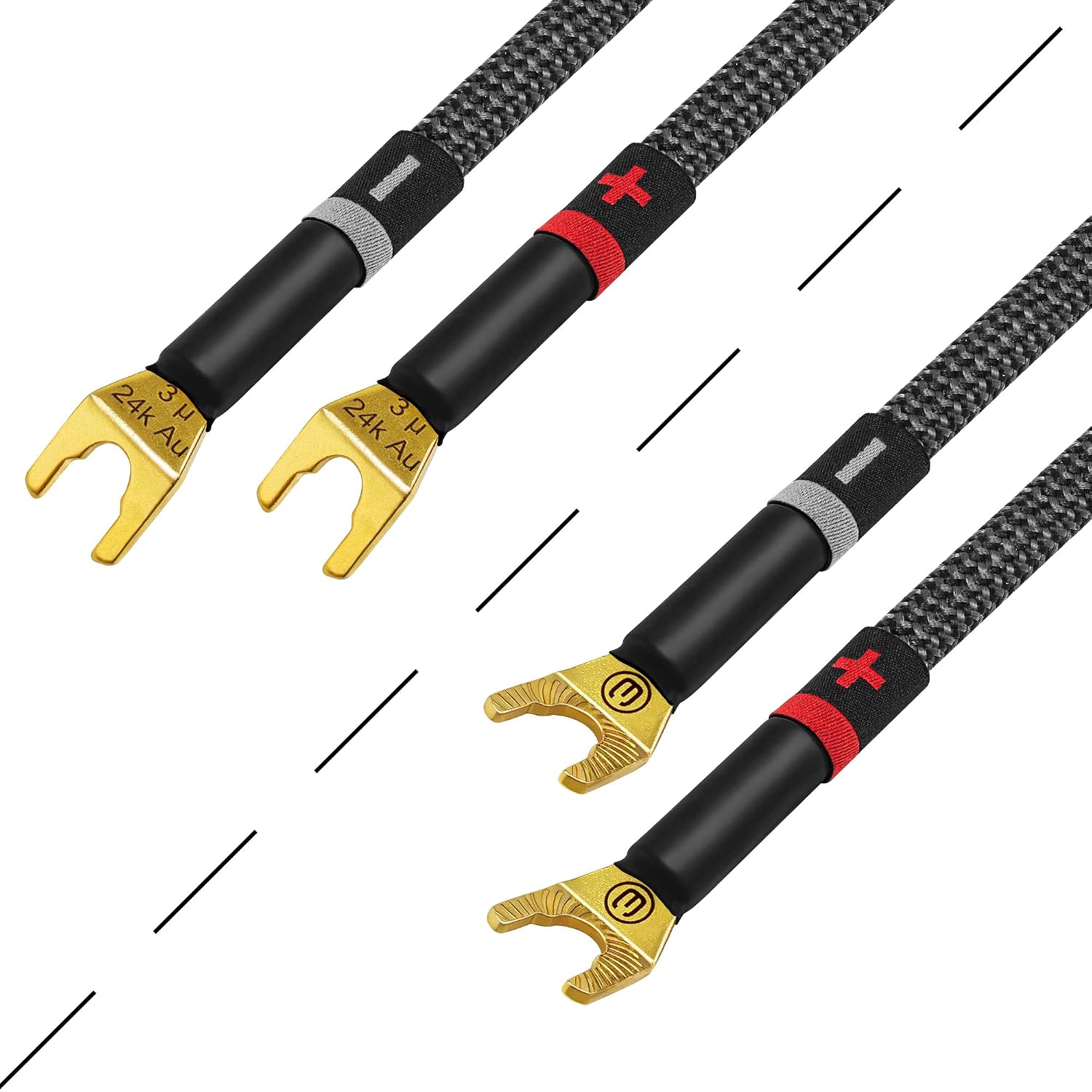 WORLDS BEST CABLES 8 Foot Ultimate - 10 AWG - Ultra-Pure OFC - Premium Audiophile HiFi Speaker Cable Pair with Eminence Spade Plugs & Carbon Tweed Jacket