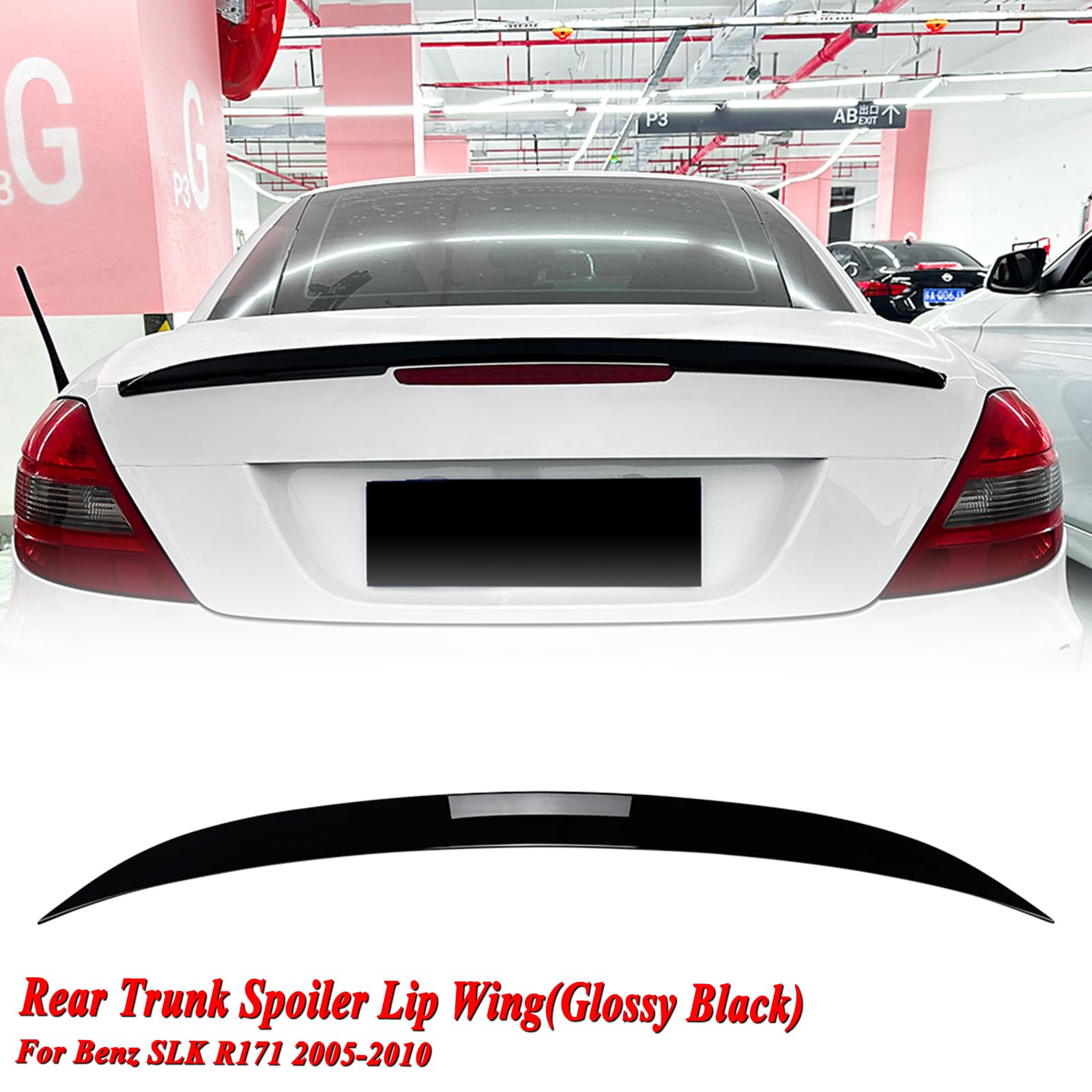 Tylne skrzydło spojlera bagażnika do Mercedes Benz SLK R171 2005-2010 połysk czarny/wygląd włókna węglowego